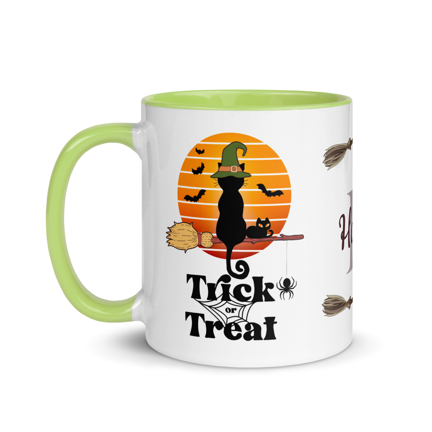 Personalized Coffee Mug 11oz | Trick or Treat Black Cat With Green Hat
