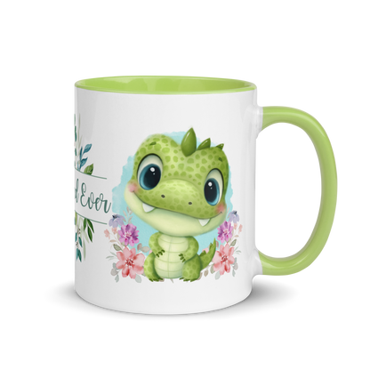 Accent Coffee Mug 11oz | Cute Green Dinosaur Floral Best Dad Ever