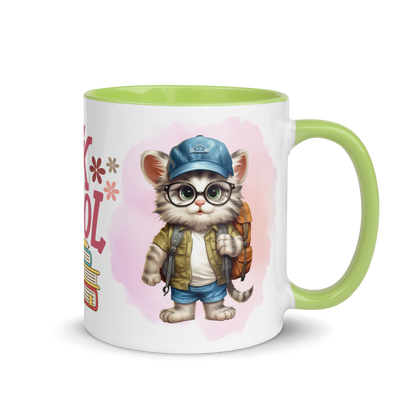 Accent Coffee Mug 11oz | Back To School Adorable Cat Wearing Backpack