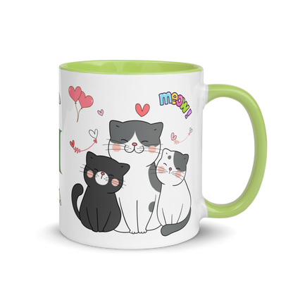 Personalized Monogram Mug 11oz | Adorable Cats Meow Hearts Themed