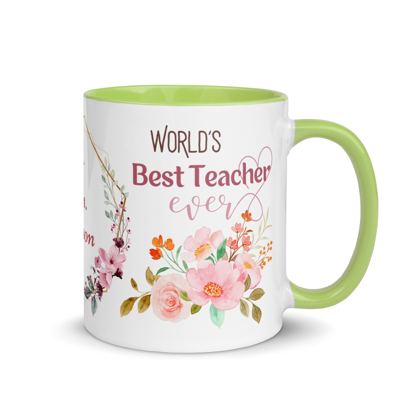 Personalized Coffee Mug 11oz | World's Best Teacher Ever Floral Themed