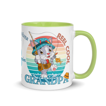 Personalized Coffee Mug 11oz | Reel Cool Grandpa Best Grandpa Ever Cat Themed