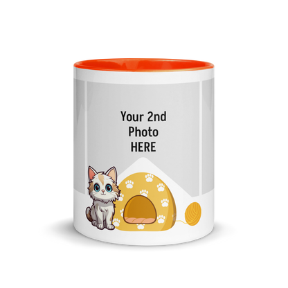 Personalized Coffee Mug 11oz | Add 3 Photos and 2 Name (Cat Themed)