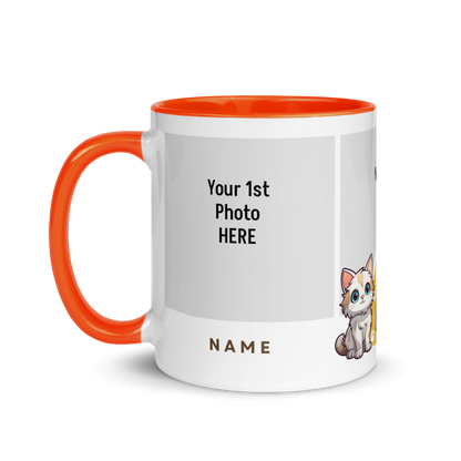 Personalized Coffee Mug 11oz | Add 3 Photos and 2 Name (Cat Themed)