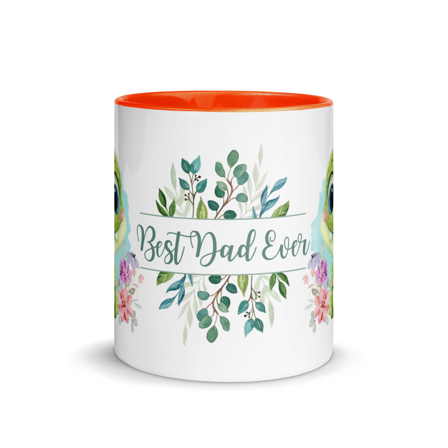 Accent Coffee Mug 11oz | Cute Green Dinosaur Floral Best Dad Ever