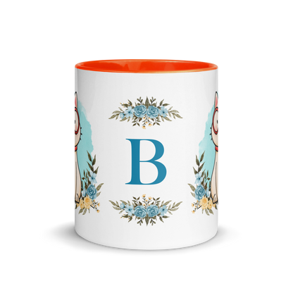 Personalized Monogram Mug 11oz | Cute Cat Wearing Glasses Floral Themed