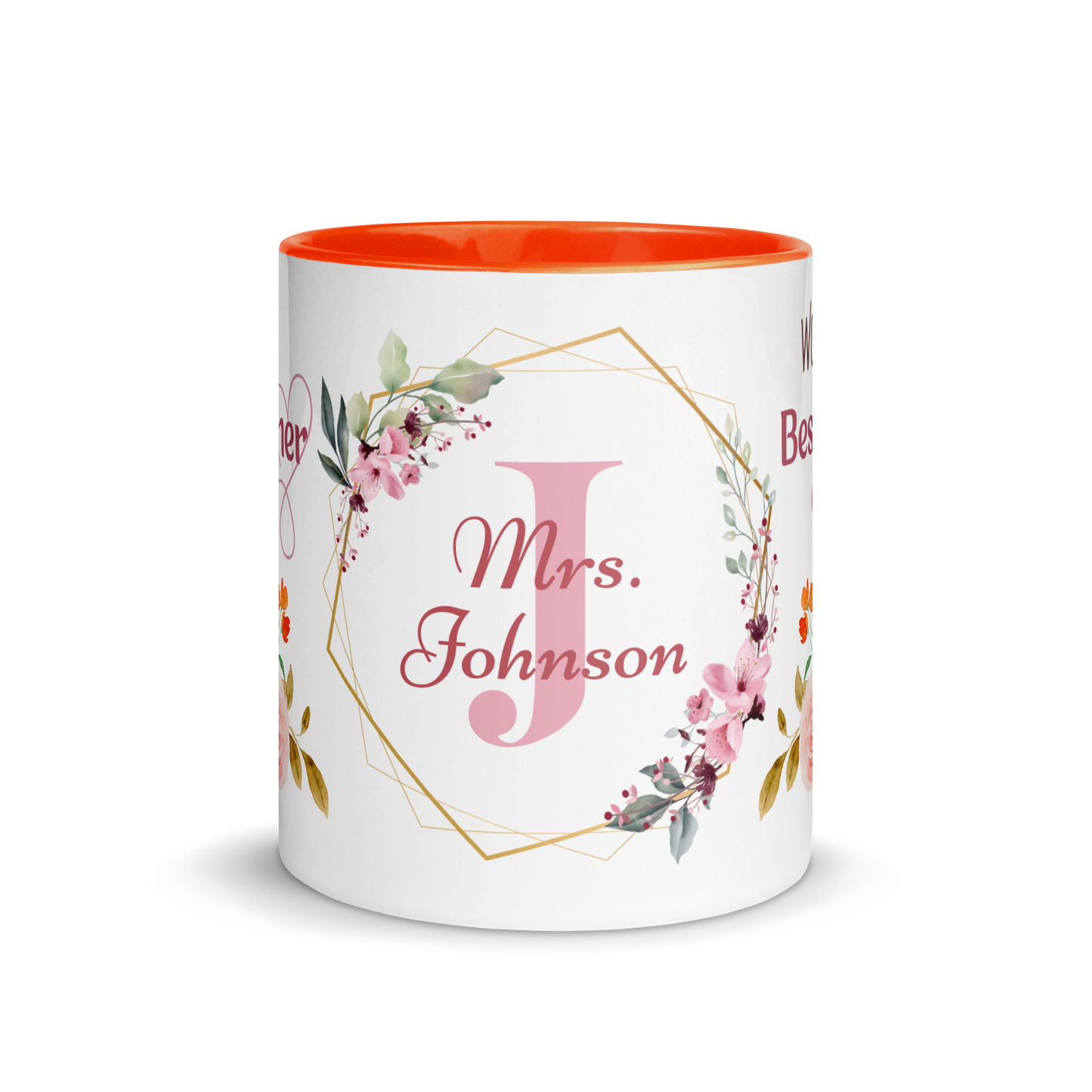 Personalized Coffee Mug 11oz | World's Best Teacher Ever Floral Themed