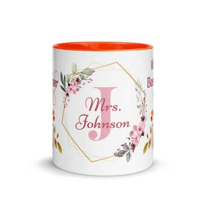 Personalized Coffee Mug 11oz | World's Best Teacher Ever Floral Themed