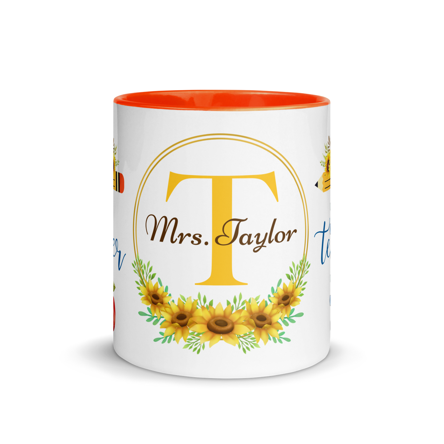 Personalized Coffee Mug 11oz | T is for Teacher Floral Themed