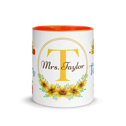 Personalized Coffee Mug 11oz | T is for Teacher Floral Themed