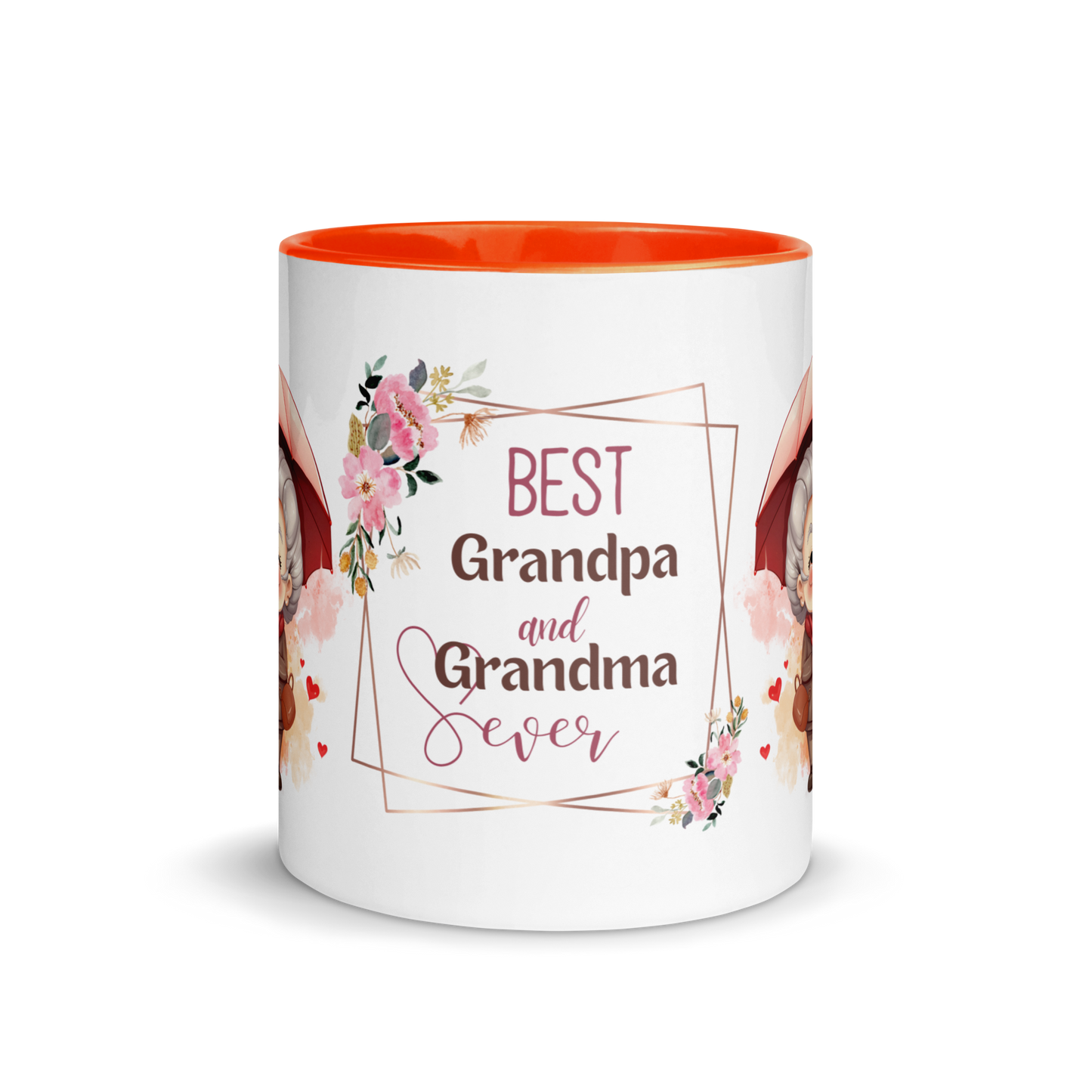 Accent Coffee Mug 11oz | Best Grandpa and Grandma Ever Holding an Umbrella