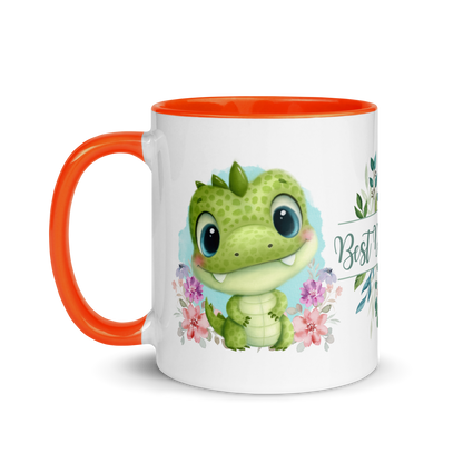 Accent Coffee Mug 11oz | Cute Green Dinosaur Floral Best Dad Ever