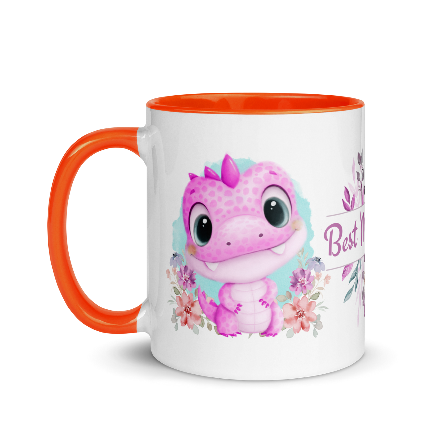 Accent Coffee Mug 11oz | Cute Pink Dinosaur Floral Best Mom Ever