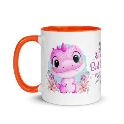 Accent Coffee Mug 11oz | Cute Pink Dinosaur Floral Best Mom Ever