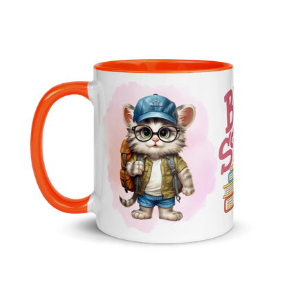 Accent Coffee Mug 11oz | Back To School Adorable Cat Wearing Backpack