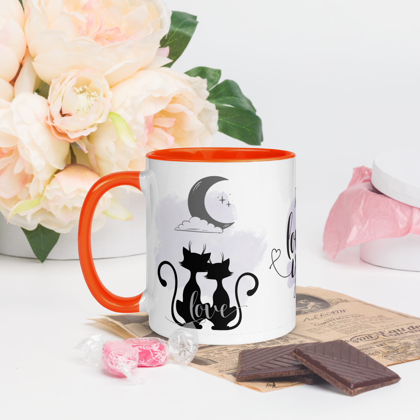 Accent Coffee Mug 11oz | I Love You | Black Cats Love Themed