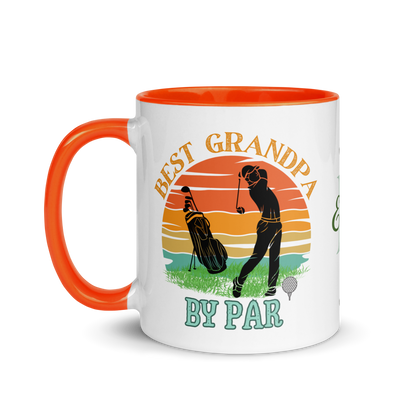 Personalized Coffee Mug 11oz | Best Grandpa By Par Golf Sunset Themed