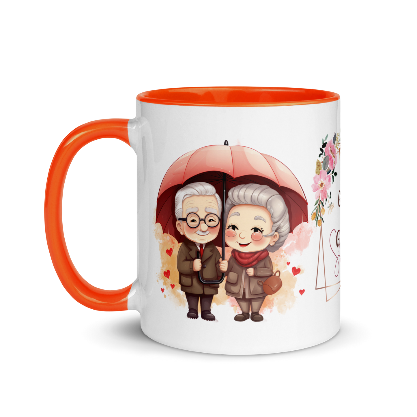 Accent Coffee Mug 11oz | Best Grandpa and Grandma Ever Holding an Umbrella