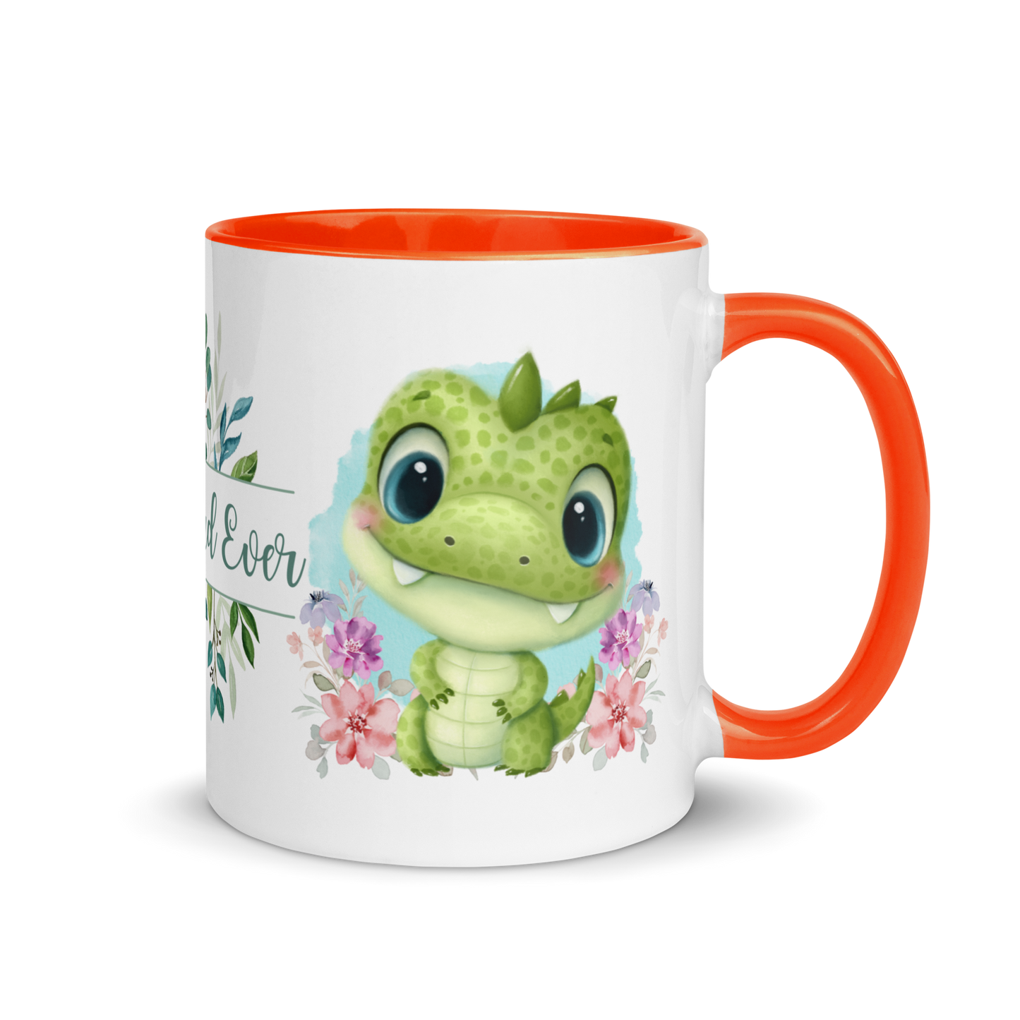 Accent Coffee Mug 11oz | Cute Green Dinosaur Floral Best Dad Ever