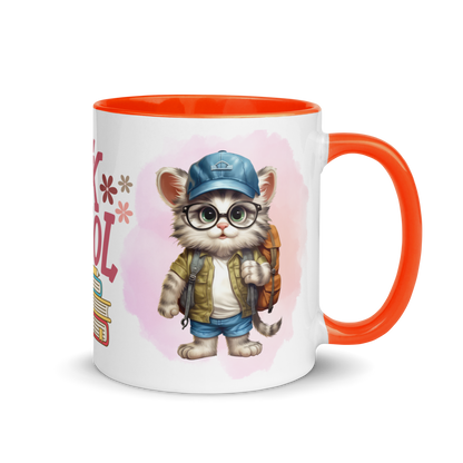 Accent Coffee Mug 11oz | Back To School Adorable Cat Wearing Backpack