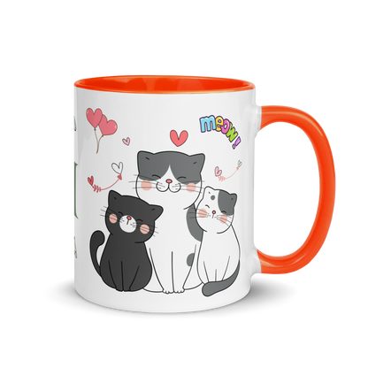 Personalized Monogram Mug 11oz | Adorable Cats Meow Hearts Themed