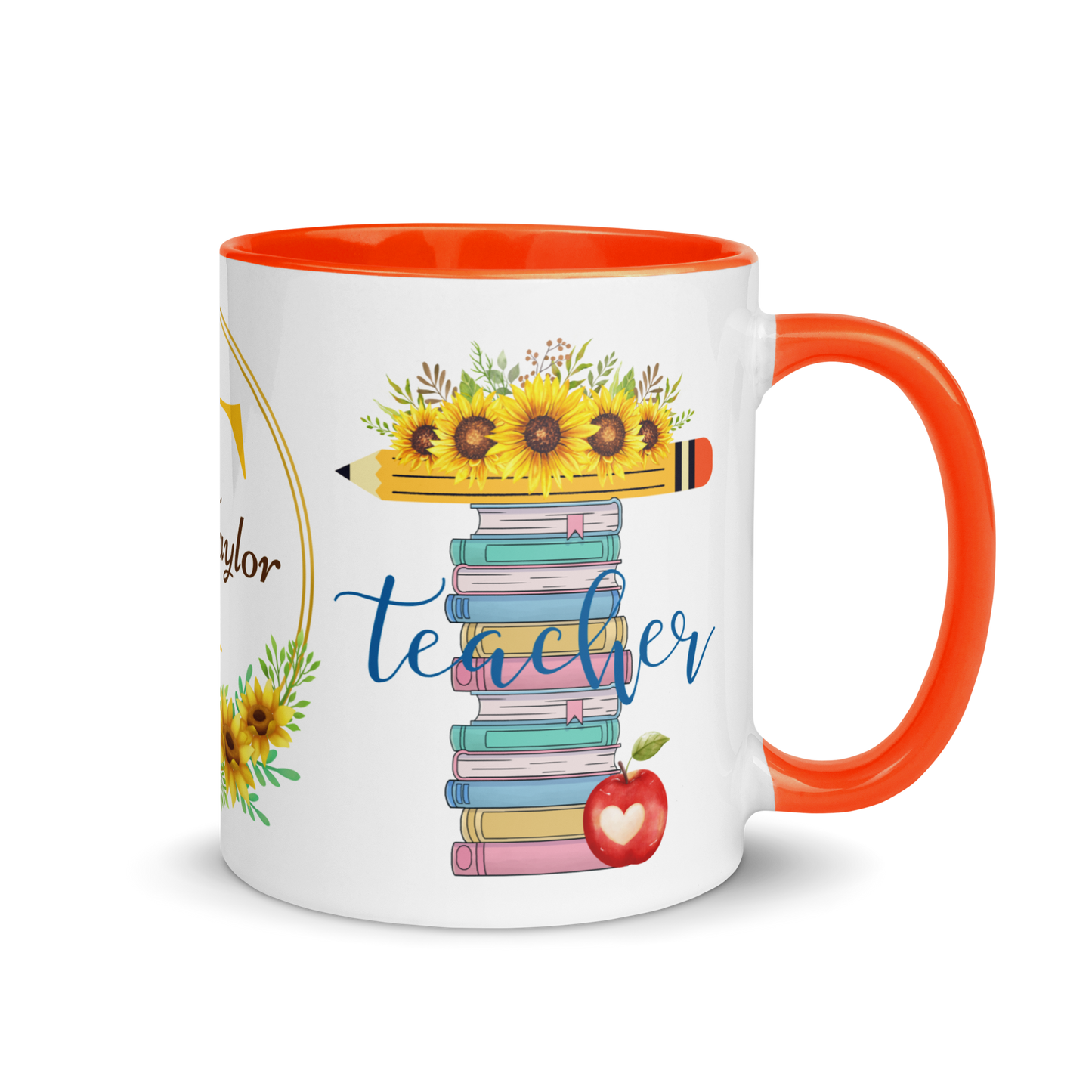 Personalized Coffee Mug 11oz | T is for Teacher Floral Themed