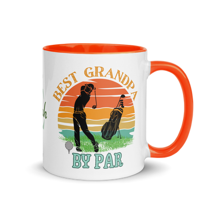 Personalized Coffee Mug 11oz | Best Grandpa By Par Golf Sunset Themed