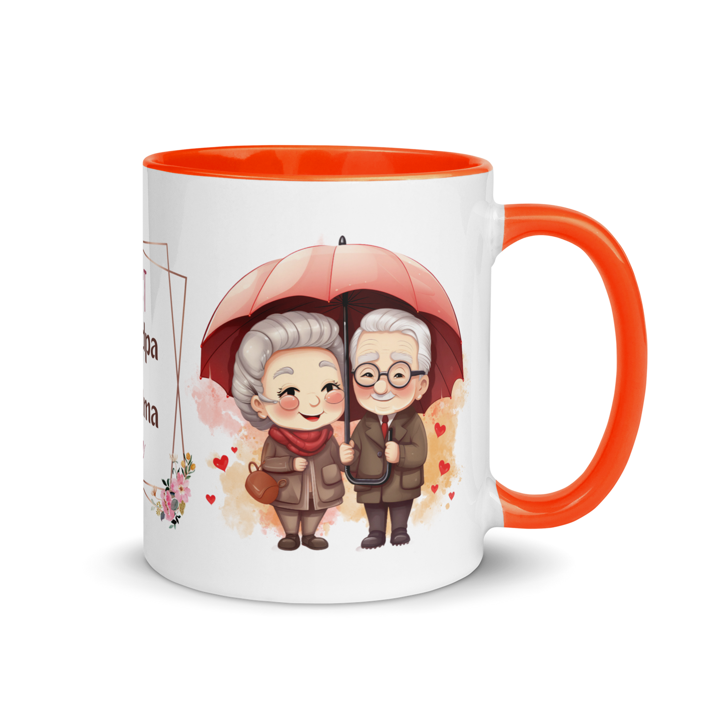 Accent Coffee Mug 11oz | Best Grandpa and Grandma Ever Holding an Umbrella