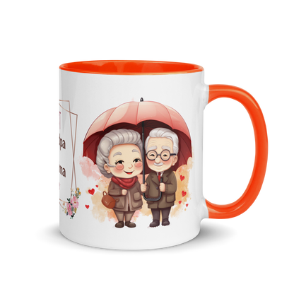 Accent Coffee Mug 11oz | Best Grandpa and Grandma Ever Holding an Umbrella