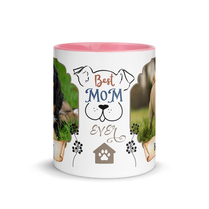 Personalized Coffee Mug 11oz | Add 2 Photos and Names, Best Dog Mom Ever