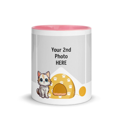 Personalized Coffee Mug 11oz | Add 3 Photos and 2 Name (Cat Themed)