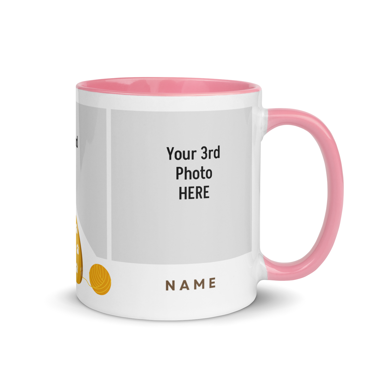 Personalized Coffee Mug 11oz | Add 3 Photos and 2 Name (Cat Themed)