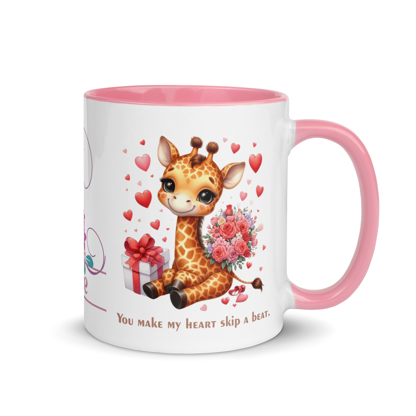 Add Your Name Coffee Mug 11oz | Monogrammed Rose Bouquet Giraffe