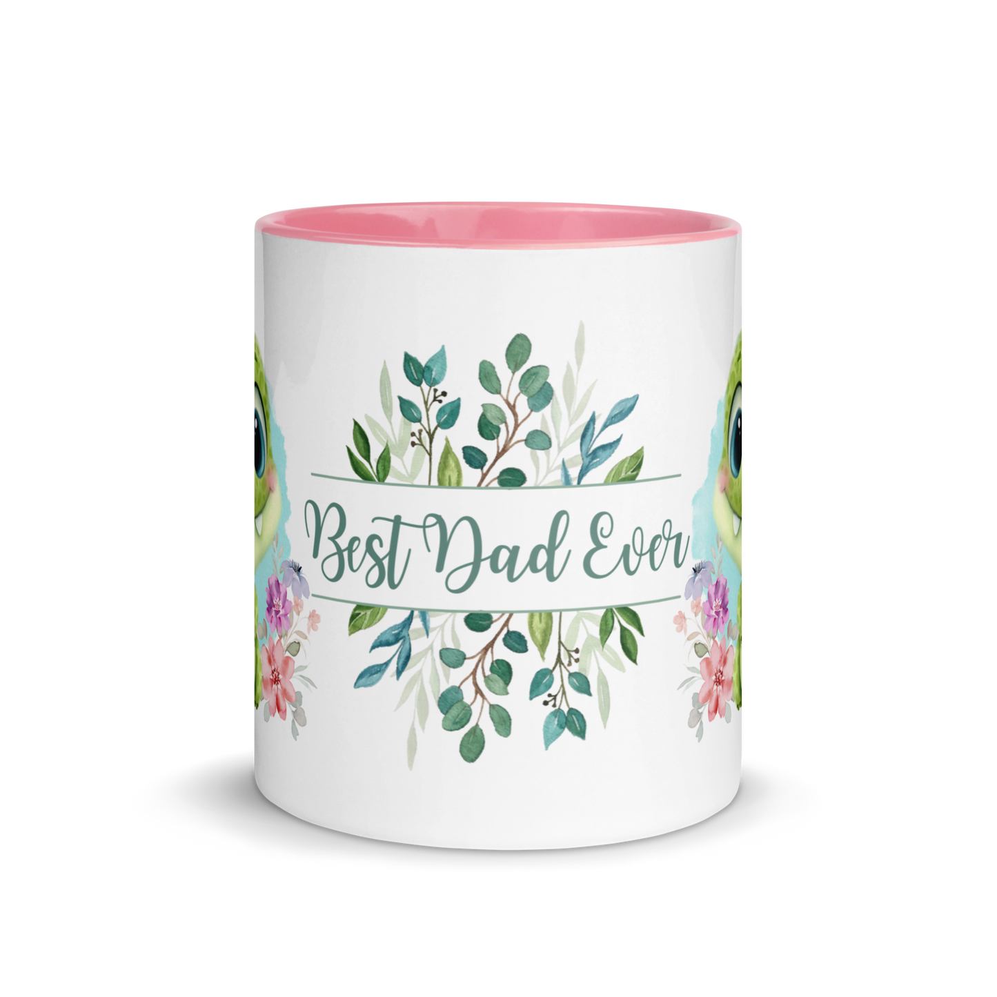 Accent Coffee Mug 11oz | Cute Green Dinosaur Floral Best Dad Ever