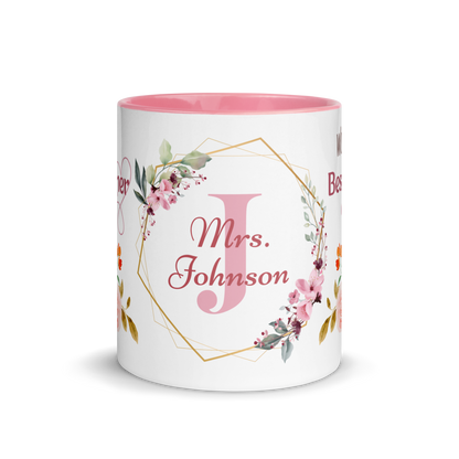 Personalized Coffee Mug 11oz | World's Best Teacher Ever Floral Themed