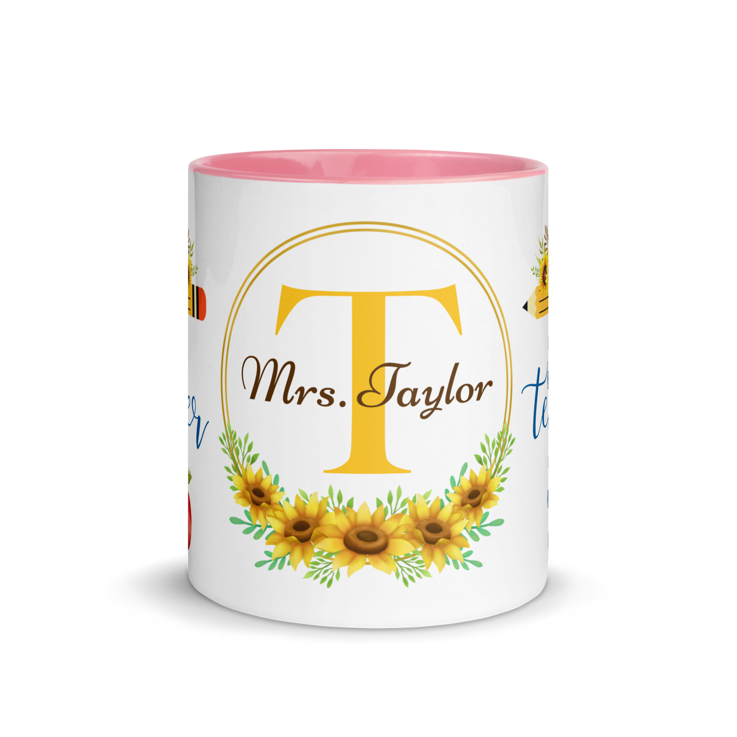 Personalized Coffee Mug 11oz | T is for Teacher Floral Themed