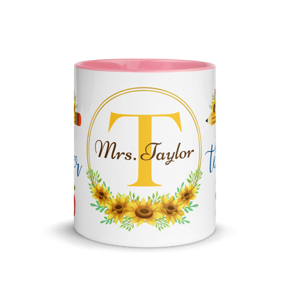 Personalized Coffee Mug 11oz | T is for Teacher Floral Themed