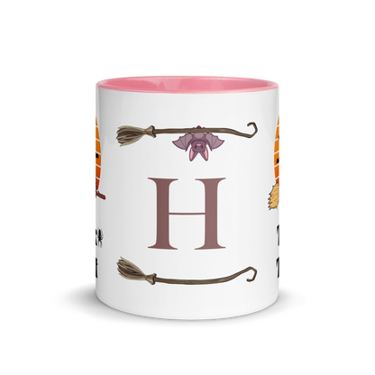Personalized Monogram Coffee Mug 11oz | Trick or Treat Black Cat With Green Hat