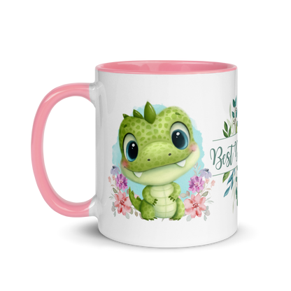 Accent Coffee Mug 11oz | Cute Green Dinosaur Floral Best Dad Ever