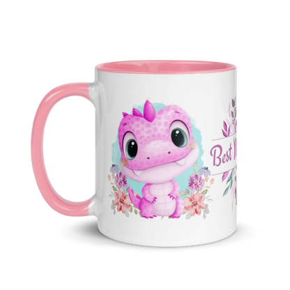 Accent Coffee Mug 11oz | Cute Pink Dinosaur Floral Best Mom Ever