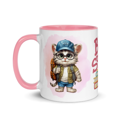 Accent Coffee Mug 11oz | Back To School Adorable Cat Wearing Backpack