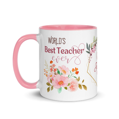 Personalized Coffee Mug 11oz | World's Best Teacher Ever Floral Themed