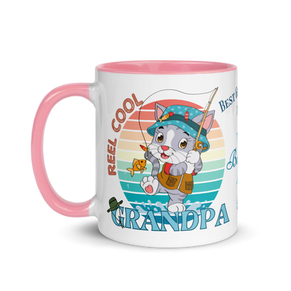 Personalized Coffee Mug 11oz | Reel Cool Grandpa Best Grandpa Ever Cat Themed