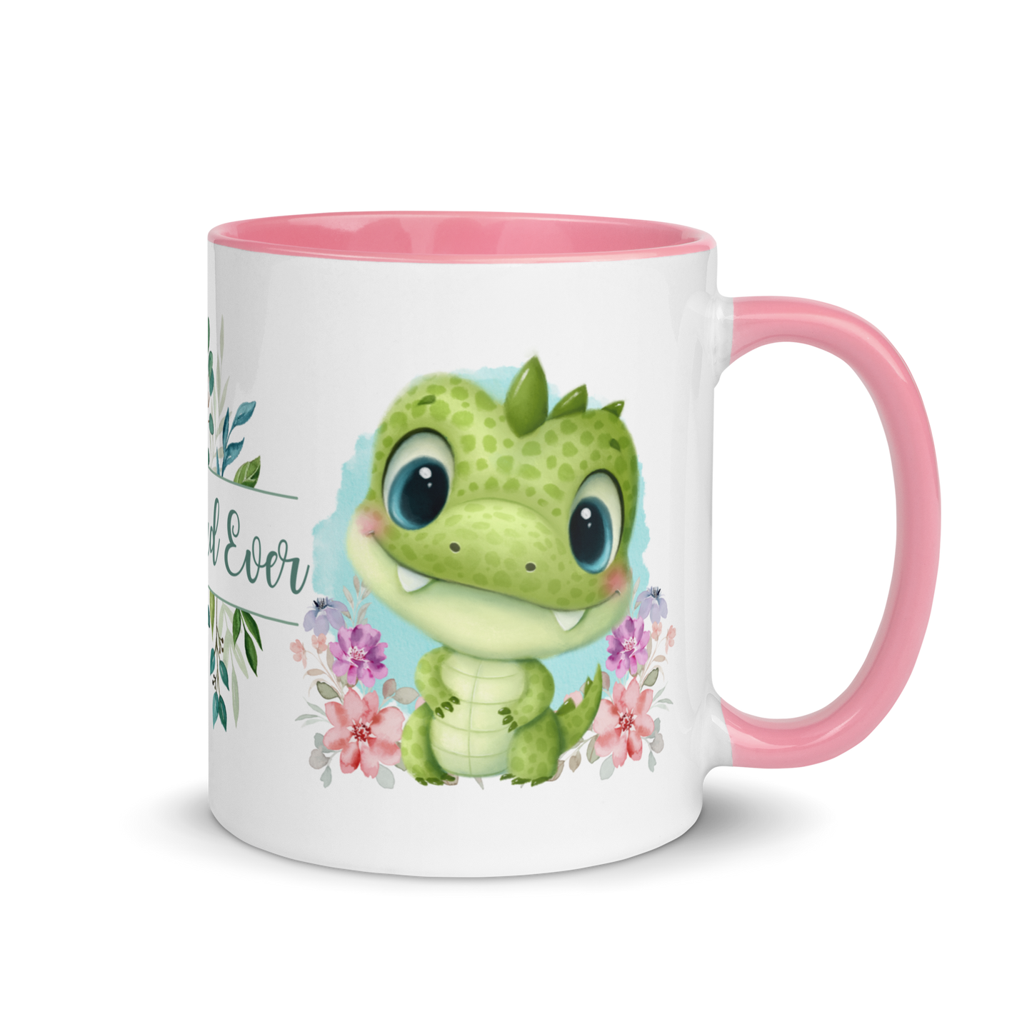 Accent Coffee Mug 11oz | Cute Green Dinosaur Floral Best Dad Ever