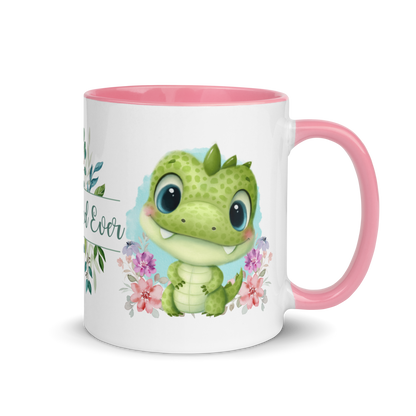 Accent Coffee Mug 11oz | Cute Green Dinosaur Floral Best Dad Ever