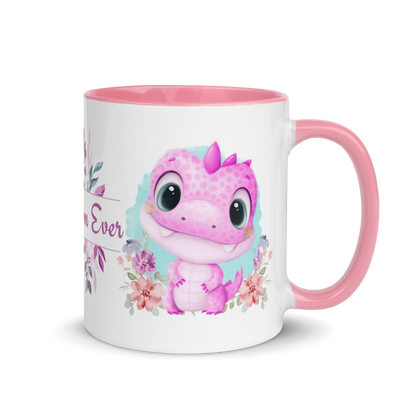 Accent Coffee Mug 11oz | Cute Pink Dinosaur Floral Best Mom Ever