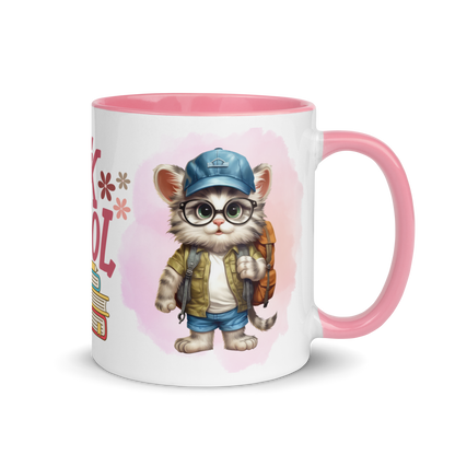 Accent Coffee Mug 11oz | Back To School Adorable Cat Wearing Backpack