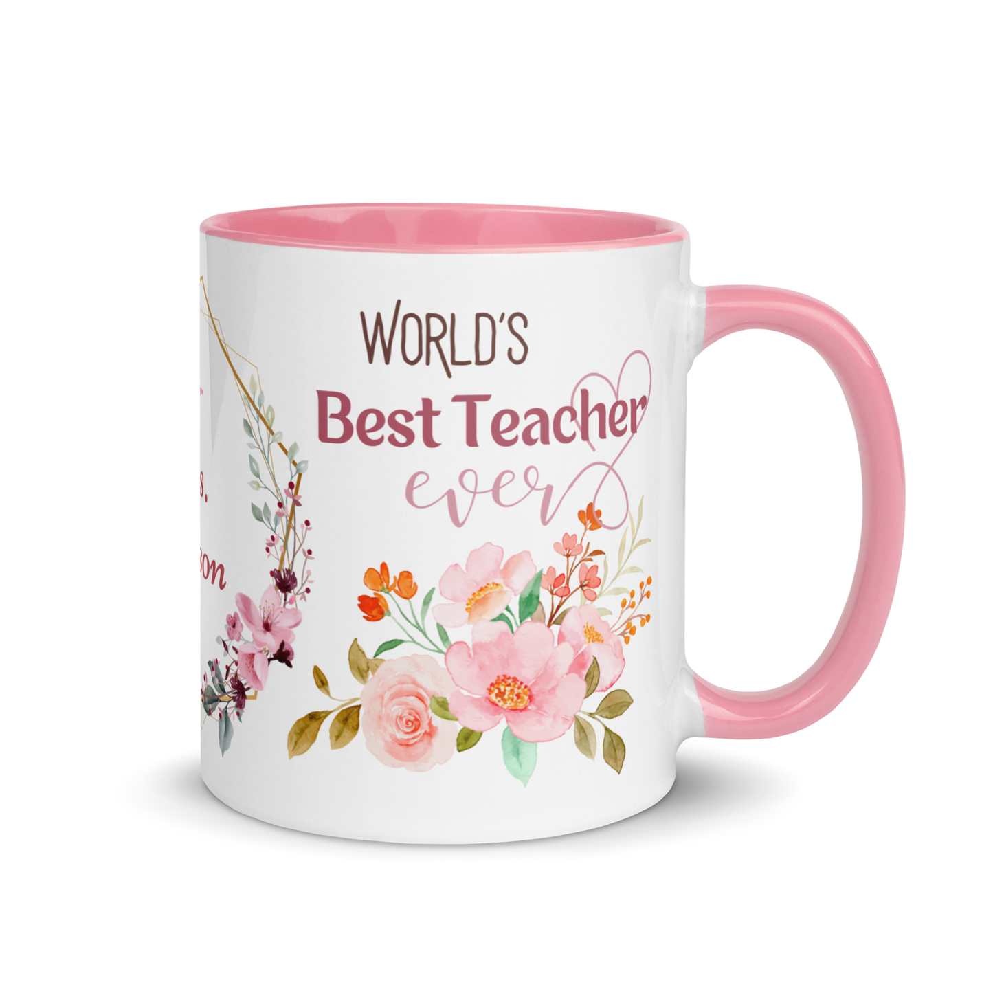 Personalized Coffee Mug 11oz | World's Best Teacher Ever Floral Themed