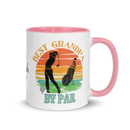 Personalized Coffee Mug 11oz | Best Grandpa By Par Golf Sunset Themed
