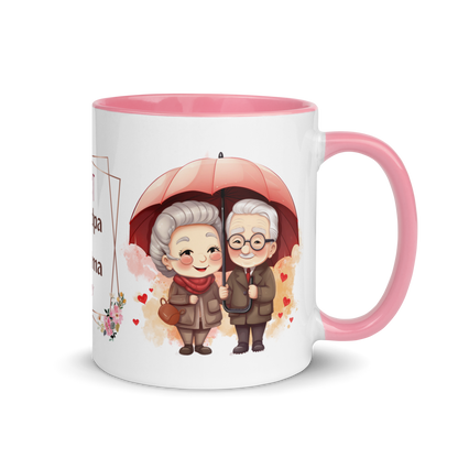 Accent Coffee Mug 11oz | Best Grandpa and Grandma Ever Holding an Umbrella